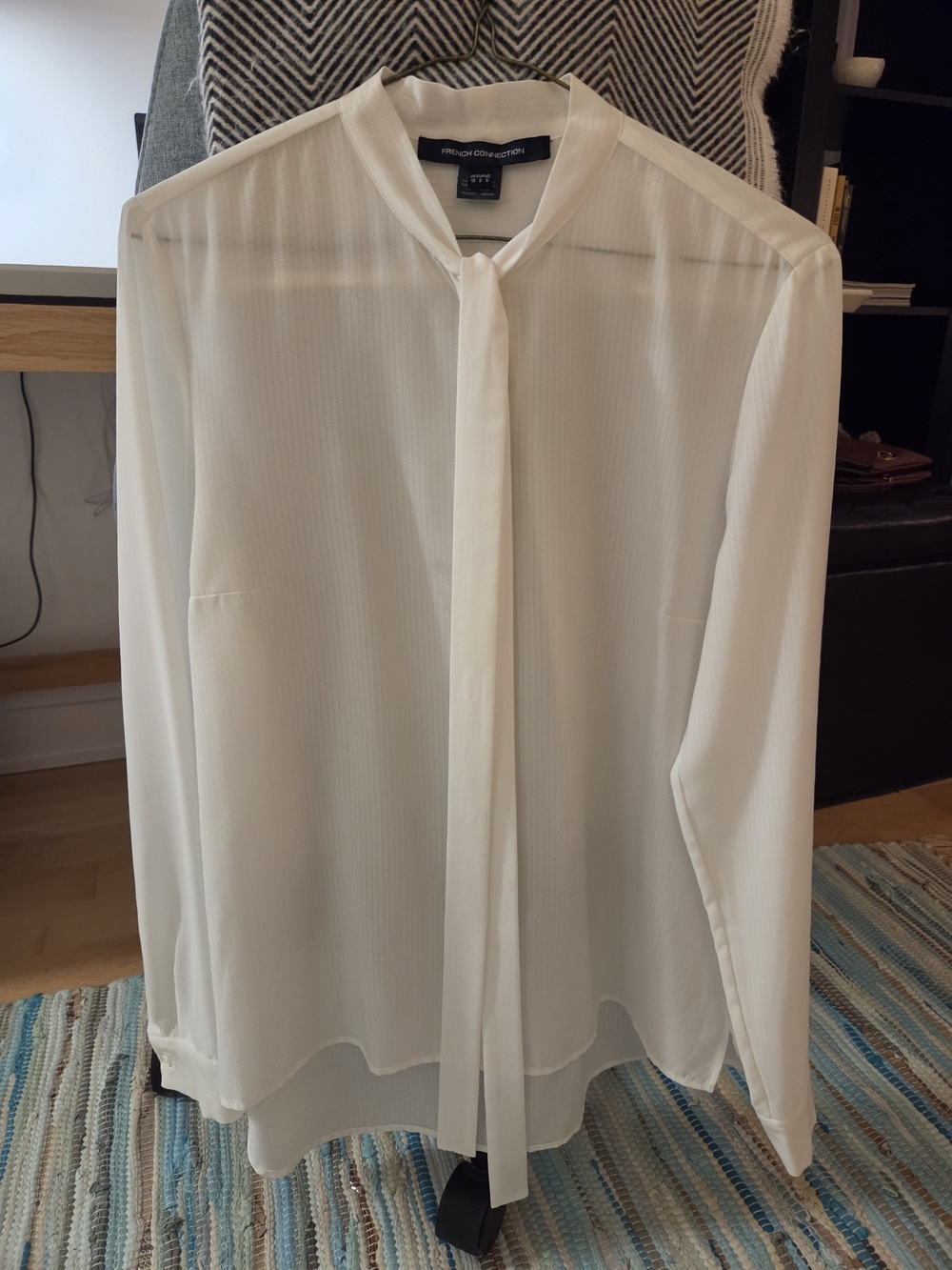 French Connection Cream Tie-Neck Blouse